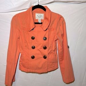 American Rag Coral Double Breasted Lightweight Jacket Women Size Small